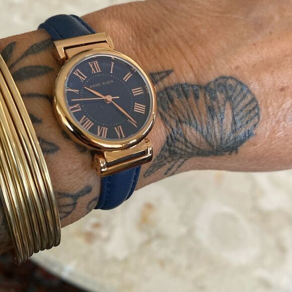 Anne Klein Rose Gold Women's Leather Strap Watch - Picture 1 of 15